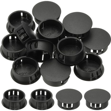Bouchons en plastique pour trous, lot de 34 pièces, 25 mm (1 pouce), bouchons en plastique pour vis, clips, œillets, pour fixation de câbles sur bureau, noir (1/4)