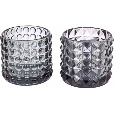 ARPIMEX Vasetto Vetro D 9,5 Cm H 8,5 Cm Mix 2 Pz Grigio