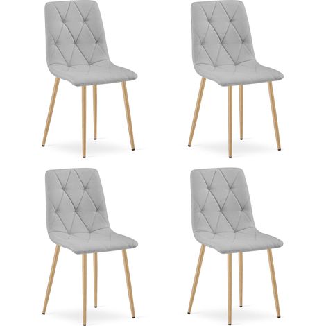 Chaise Libra - tissu gris clair / pieds couleur bois x 4 (1/5)