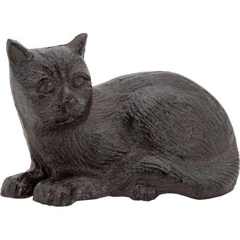 Aubry Gaspard – Chat décoratif en fonte – Élément de décoration de jardin – Dimensions 14x9 cm – Finition mate pour extérieur durable (1/4)