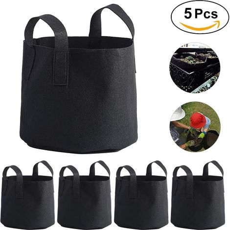 Filiyano-5 sacs à plantes noirs pour légumes, fleurs, ventilation, pots de fleurs, conteneurs (30 x 30 cm) (1/5)
