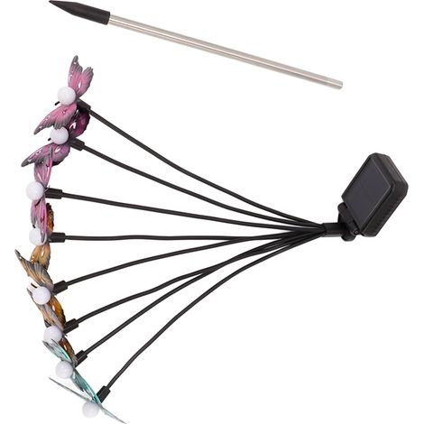 Lot de 2 lampes solaires papillon à 8 têtes, colorées, pour décorer terrasse, jardin, pelouse et allée. (1/5)