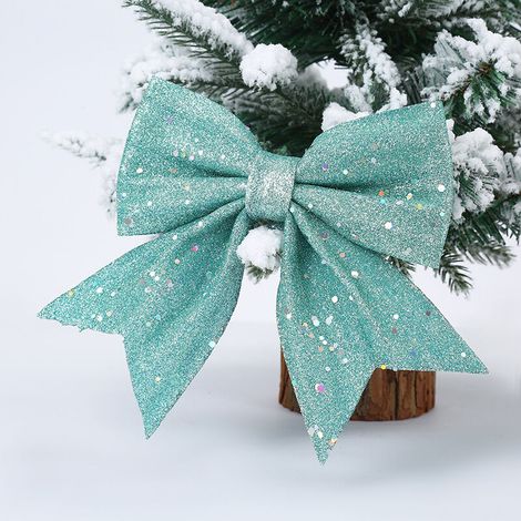 Lot de 4 nœuds de Noël pailletés - Décorations pour sapin de Noël - Rose (1/3)