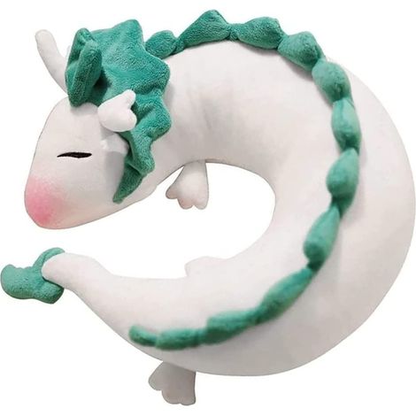 Oreiller blanc pour cervicales en forme de joli petit dragon (1/4)
