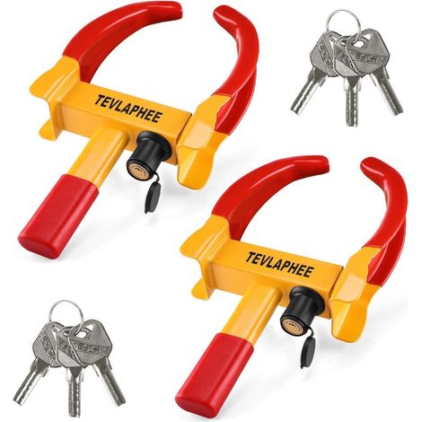 Radkralle 2er Pack Sicherheitsschloss PKW Anhänger Rot-gelb-2 Packung (1/5)