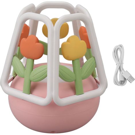 LED-Nachtlicht im Tulpen-Design, Silikon, 5 Leuchtmodi, wiederaufladbarer 1200-mAh-Akku, rosa, für Schlafzimmer oder Zuhause (1/5)