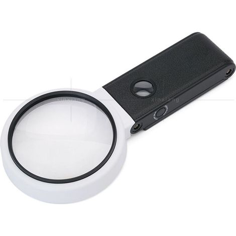 Große 11 cm (4,35 Zoll) große 3,5- bis 25-fache Vergrößerungslupe mit Licht und Ständer, tragbare LED-Lupe, faltbare Leselupe für Senioren, zum Lesen, Kreuzstich, Kartenzeichnen und Schmuckbasteln (1/4)