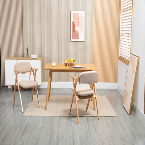 Lot 2 chaises pliantes HOMEFUN – Accoudoirs – Bois assise rembourrée – Kaki – Invités/Cuisine/Bureau/Mariage (1/5)