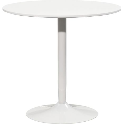 Tavolo da pranzo rotondo 2 persone Ø80 cm in MDF e acciaio bianco - CHICFURN (1/5)