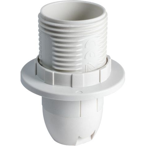 Douille demi-fileté E14 blanche avec bague, plastique PET recyclée - Tibelec (1/3)