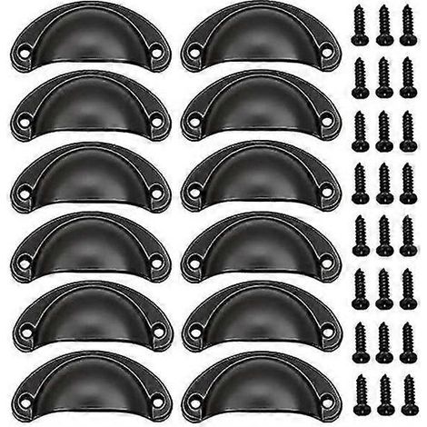 Lot de 13 poignées de porte semi-circulaires en forme de coquillage pour armoires, tiroirs et meubles - Alliage fer-nickel durable (1/3)