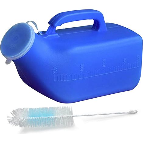 Urinoir Portable 2000ml pour Homme, Bouteille Urine Bouchon Pression Antifuite, Grande Capacité Réutilisable pour Personnes Âgées, Seniors, Camping, Voyage en Voiture, Camionneurs, Urgence, avec Bross (1/5)