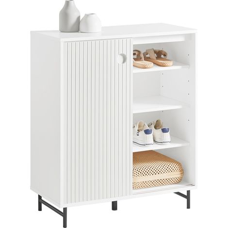 Aparador Entrada Recibidor con Puerta Correderas y Balda Ajustable 70 x 37 x 87 cm Blanco FSB62-W SoBuy ES