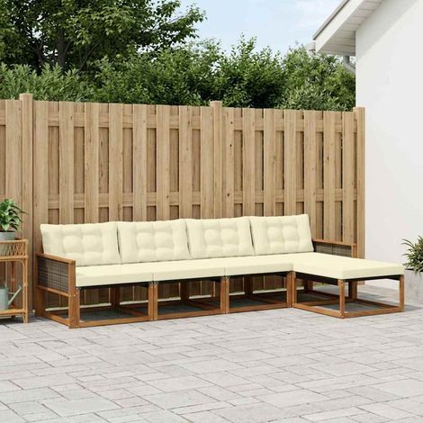 vidaXL Outdoor-Sofagarnitur mit Kissen 5 pcs Natur und Creme (1/5)