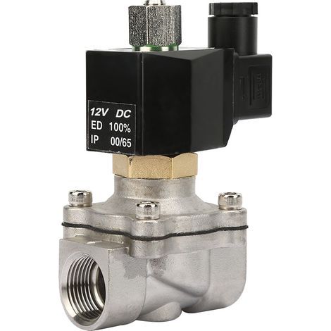 Électrovanne électrique en acier inoxydable normalement ouverte 2S-200-20 G3/4" pour eau et air (DC12 V). (1/5)