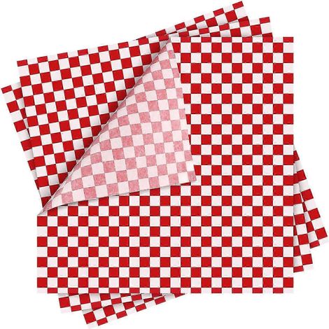 24 Blatt lebensmittelechtes, kariertes Wachspapier für fettabweisende Lebensmittelkörbe (1/4)