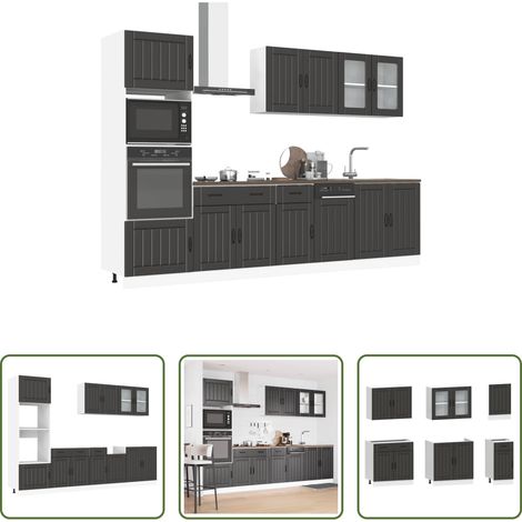 Küchenschränke - 7-tlg. Küchenschrank-Set Kalmar Schwarz Holzwerkstoff (1/5)