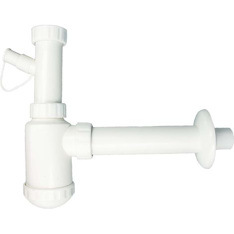 tecuro Flaschensiphon mit Geräteanschluss für Spülbecken Ausgussbecken, 1 1/2 Zoll - Kunststoff weiß (1/5)