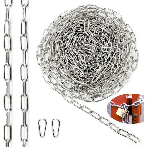 Chaine Acier Inoxydable 304 Chainette Metal 10M 2 mm Chaine avec Maillons Soudés pour Chien Hamac Clôture de Levage Antivol de Pluie (1/5)