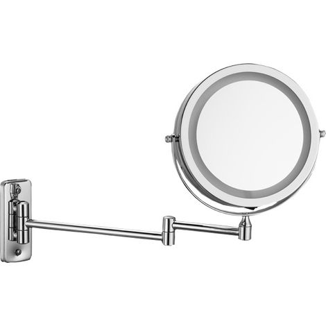 Miroir mural LED double face pour salle de bain, grand miroir de maquillage tactile réglable, avec éclairage intelligent, 1 pièce