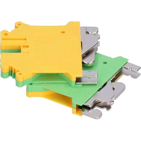 Lot de 50 borniers de terre pour rail DIN 2 voies cablage lateral 34A USLKG-5 ABS cuivre (1/5)
