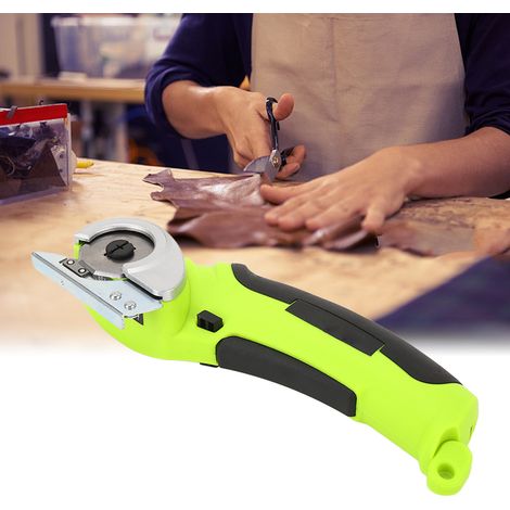 Coupe-tissu électrique, coupe-tissus portatif pour vêtements et cuir, petites ciseaux à tapis à batterie lithium-ion, vert pomme (1/5)
