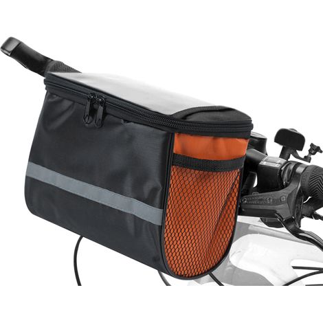 Bolsa para manillar de bicicleta, bolsa delantera de gran capacidad, bolsillos laterales reflectantes, cesta, accesorios para bicicleta (1/5)