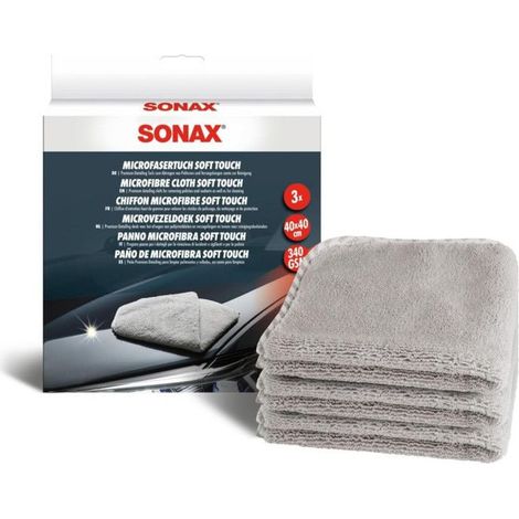 Chiffons - Microfibre - Très doux - Carrosserie - Intérieur auto - 3 pièces - Sonax