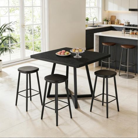 Table à manger carrée 80x80x75 cm en MDF et métal noir, moderne pour 2-4 pers. FloraGrace (1/5)
