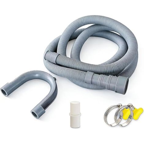 Tuyau Machine à Laver et Lave Vaisselle 1.5 m, Multifonctionnel Flexible de Vidange avec raccord de tuyau et colliers, tuyau de vidange universel, pour Lave-linge et Lave-vaisselle, avec 4 accessoires (1/5)