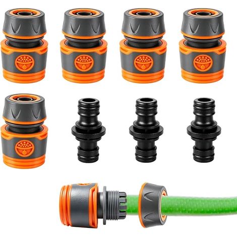 Watering Hose Connector Garden Hose Fittings 1/2 Inch Universal Quick Connector ABS Plastic TPR Tap Adapter for Garden Lawn and Car Wash (1/5)