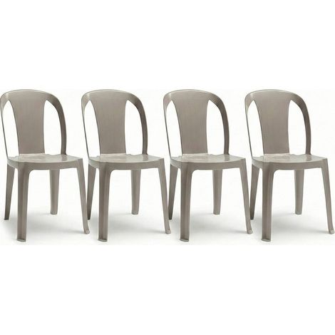 Set di 4 Sedia da Esterno in Resina Color Tortora Impilabile Leggera e Robusta Design Qualità Made in Italy sca-b Tiuana Ideale per Giardino Bar e Ristorante