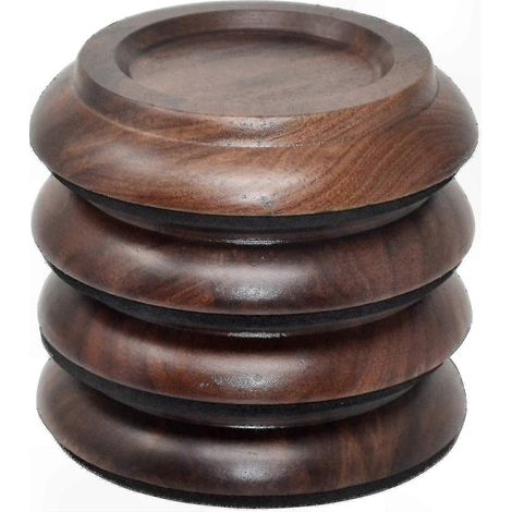 Lot de 4 coupelles en bois pour roulettes de piano - Accessoires de protection pour meubles - Noyer noir (1/4)