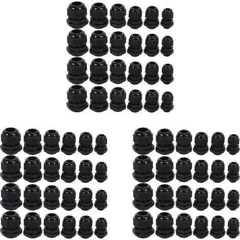 Packung mit 24 verstellbaren, wasserdichten Kabelverschraubungen aus Kunststoff für Kabel von 3,5 bis 13 mm (72 Stück), Referenzen PG7, PG9, PG11, PG13.5 und PG16. (1/5)