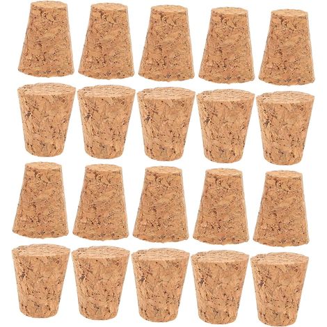 Lot de 20 bouchons liège, 15 mm, bois, naturels, coniques (1/5)