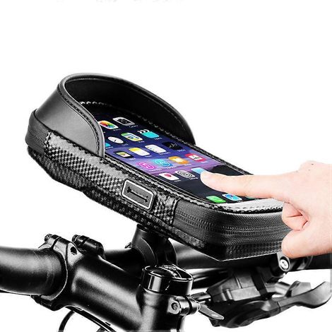 Sacoche de guidon étanche 6,5 pouces pour vélo, support téléphone rotatif 360° avec écran tactile, fixation cadre avant, porte-smartphone résistant à l'eau (1/5)