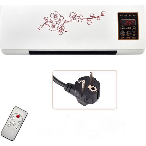 Portable heating/cooling fan, wall fan, no cooling function - Red floral pattern (1/5)