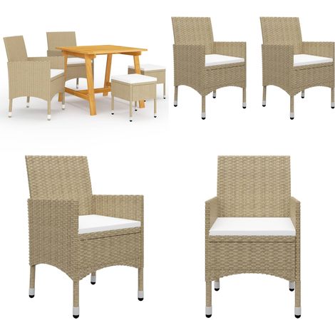 Ensemble à manger de jardin 5 pcs Beige - Meubles De Jardin - Salon De Jardin - Set De Jardin - Mobilier De Terrasse - Table De Jardin - Home & Living (1/5)