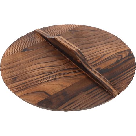 Couvercle de wok en bois carbonisé avec poignée haute, couvercle épais pour poêle à frire, couvercle anti-débordement pour la cuisine domestique (1/5)
