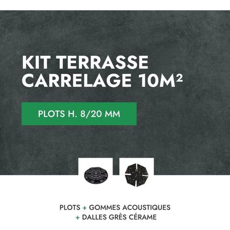 Kit carrelage terrasse 10m² Aspect Béton Glocal Absolute 60x60 cm - Mirage - 8/20 mm (1/4)
