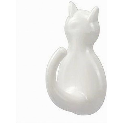 TRADE SHOP - Set 6 Pz Ganci Adesivi A Forma Di Gatto Bianchi Per Cucina Bagno Da Parete 79347 -