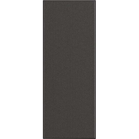 Paillasson rayé antidérapant intérieur extérieur 115 x 300 cm en PP noir