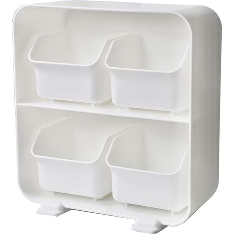 Organisateur de bureau à tiroirs coulissants avec 4 compartiments pour fournitures de bureau ou cosmétiques (1/4)