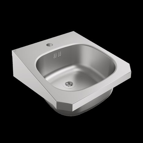 KWC Einzelwaschtisch, ANIMA, Edelstahl, 400x150x452 mm, m. Überl, m. Hahnl (1/2)