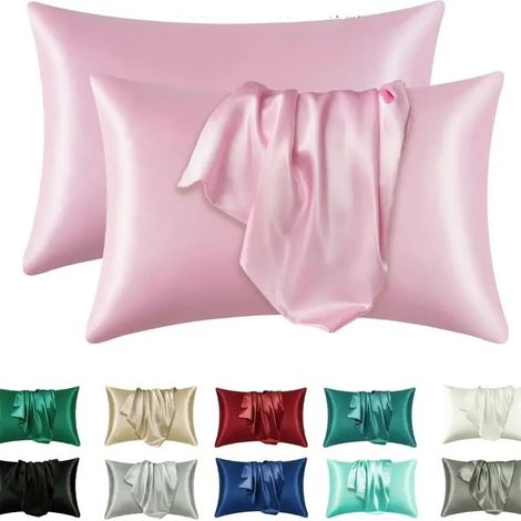 Taie d'oreiller en satin - 50 x 66 cm - Lot de 2 (1/5)
