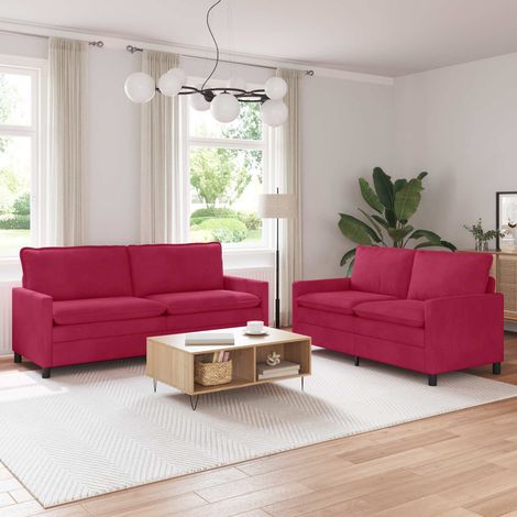 vidaXL Sofa Set 2 pcs Weinrot Samt (1/5)