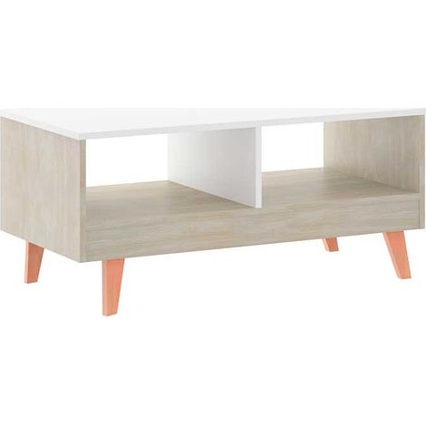 MOMMA HOME Mesa Centro ROAU con Cajón, Mesita de Salón o Comedor, Acabado en Roble y Blanco, Medidas: 90.5 x 44.5 x 40.5 cm (1/5)