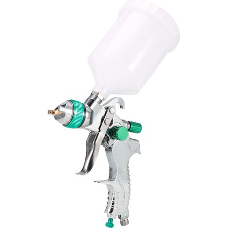 Pistolet à peinture à atomisation haute capacité, alimentation par gravité, pour meubles, vert (1/5)