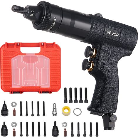 VEVOR Druckluft Nietmutternzange Set mit Metrischen Kopfstück M5 M6 M8 M10, Luftdruck-Nietpistole-Satz für Automobil Industrie Heimwerkerprojekte, 1134kg Zugkraft, Vor- & Rückwärts, Mit 20 Mandrels (1/5)