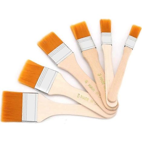 Set mit 6 professionellen Acrylpinseln, ideal für Kunst, Dekoration und Aquarellmalerei.